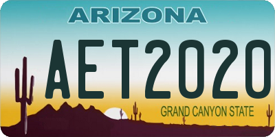 AZ license plate AET2020