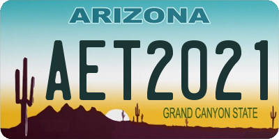 AZ license plate AET2021