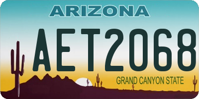 AZ license plate AET2068