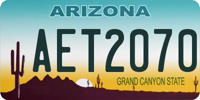AZ license plate AET2070