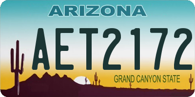 AZ license plate AET2172