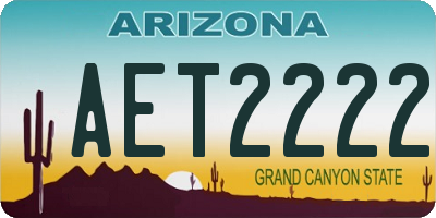 AZ license plate AET2222