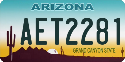 AZ license plate AET2281