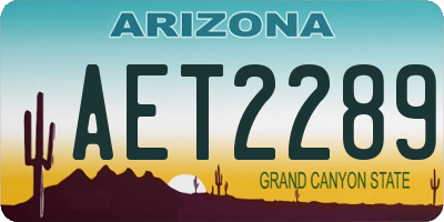 AZ license plate AET2289