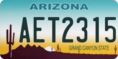 AZ license plate AET2315
