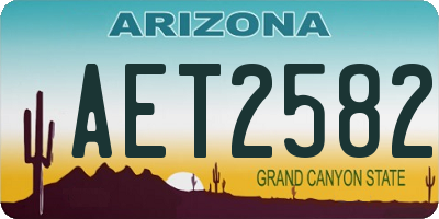 AZ license plate AET2582
