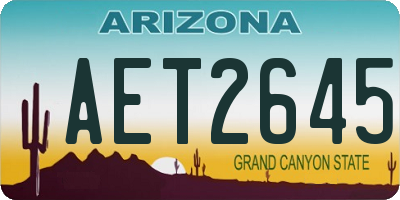 AZ license plate AET2645