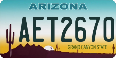 AZ license plate AET2670