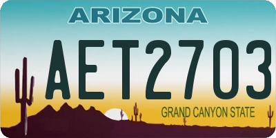 AZ license plate AET2703