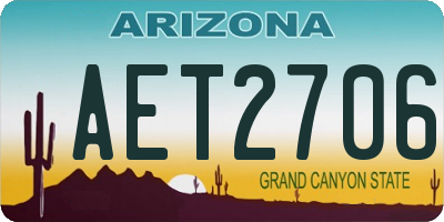 AZ license plate AET2706