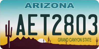 AZ license plate AET2803