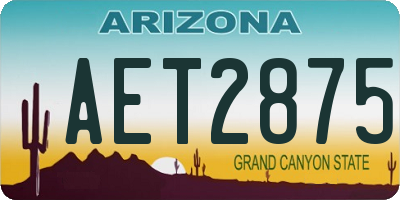 AZ license plate AET2875