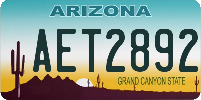 AZ license plate AET2892