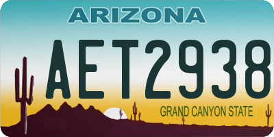 AZ license plate AET2938