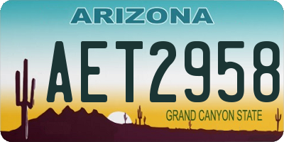 AZ license plate AET2958