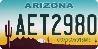AZ license plate AET2980