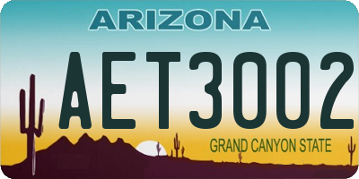 AZ license plate AET3002