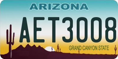 AZ license plate AET3008