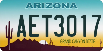 AZ license plate AET3017