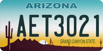 AZ license plate AET3021