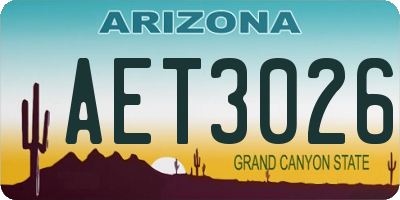 AZ license plate AET3026