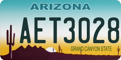 AZ license plate AET3028
