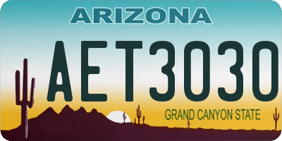 AZ license plate AET3030
