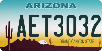AZ license plate AET3032