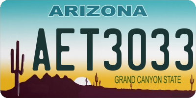 AZ license plate AET3033