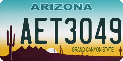 AZ license plate AET3049