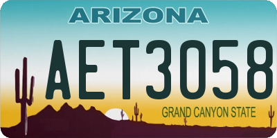 AZ license plate AET3058