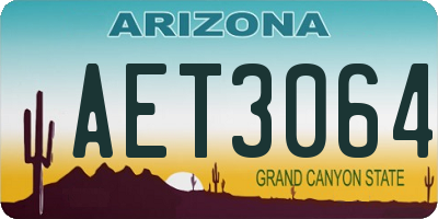 AZ license plate AET3064