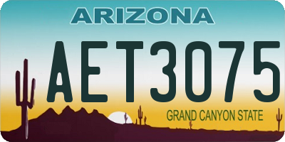 AZ license plate AET3075