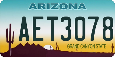 AZ license plate AET3078