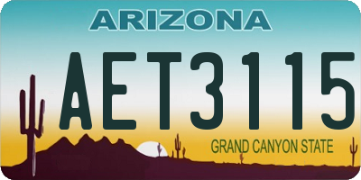 AZ license plate AET3115