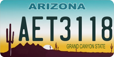 AZ license plate AET3118