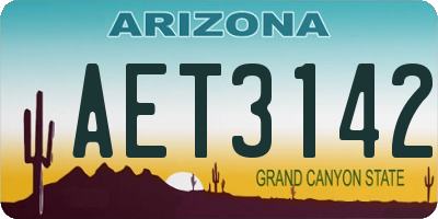 AZ license plate AET3142