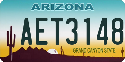 AZ license plate AET3148