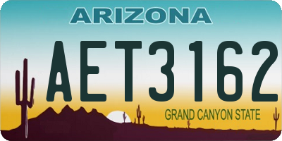 AZ license plate AET3162