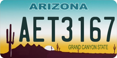AZ license plate AET3167