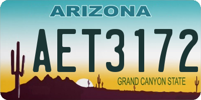 AZ license plate AET3172