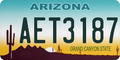 AZ license plate AET3187