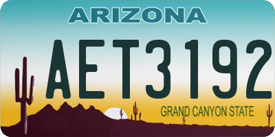 AZ license plate AET3192