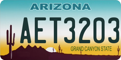 AZ license plate AET3203