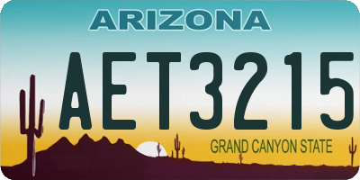 AZ license plate AET3215