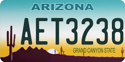 AZ license plate AET3238