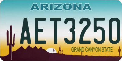 AZ license plate AET3250