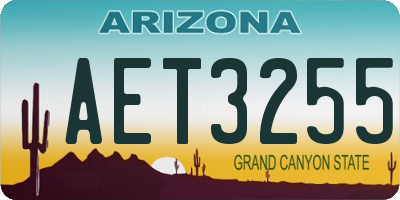 AZ license plate AET3255