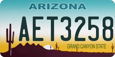 AZ license plate AET3258