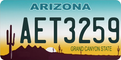 AZ license plate AET3259